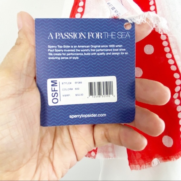 Sperry nautical blue orange scarf anchor polka dot - Picture 8 of 8